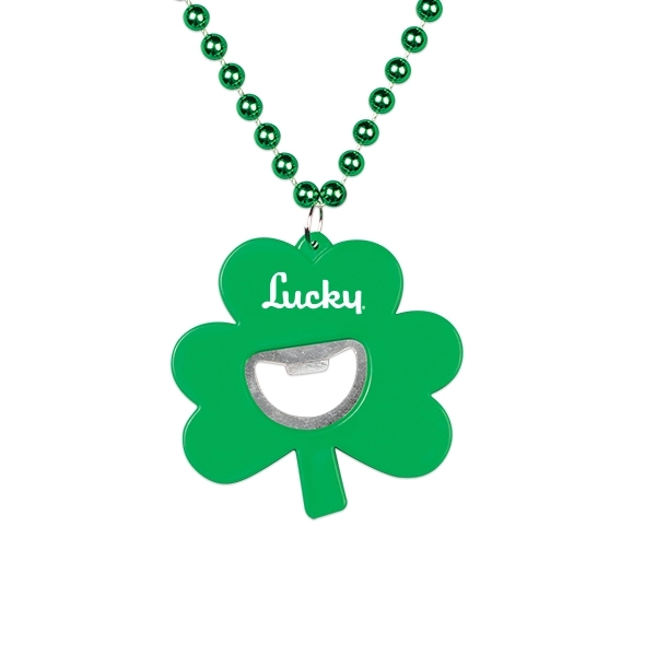 2 3/4" plastic and metal shamrock-shaped medallion and bottle opener on... from ASI 98360 WOWLine / WOWLine®