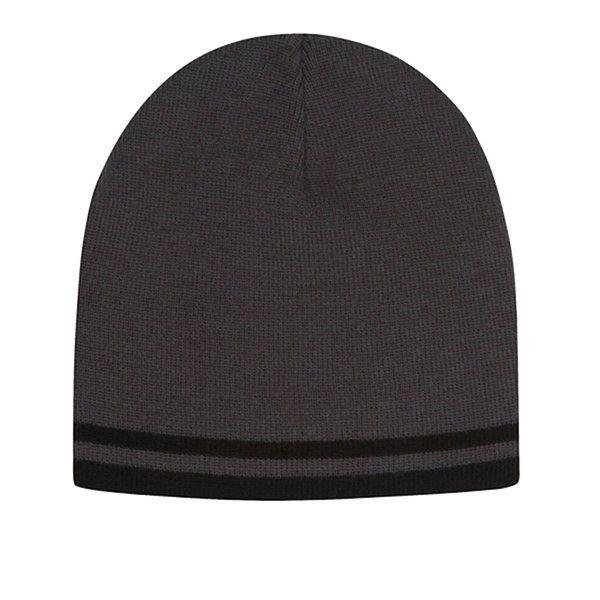 New regular gauge knit 100% acrylic 8" narrow beanie.... from ASI 80129 Quake City Caps