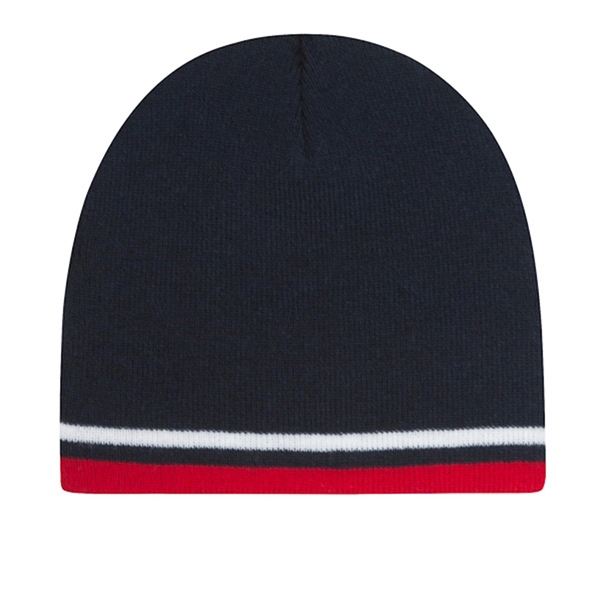 New regular gauge knit 100% acrylic 8" narrow beanie.... from ASI 80129 Quake City Caps