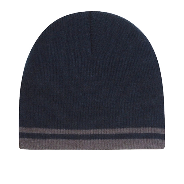 New regular gauge knit 100% acrylic 8" narrow beanie.... from ASI 80129 Quake City Caps