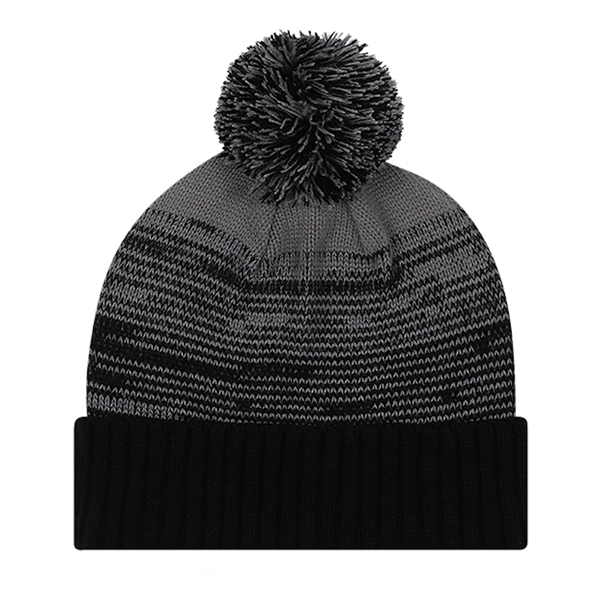 Knit cuffed 11" beanie with gradient pattern and pom.... from ASI 80129 Quake City Caps