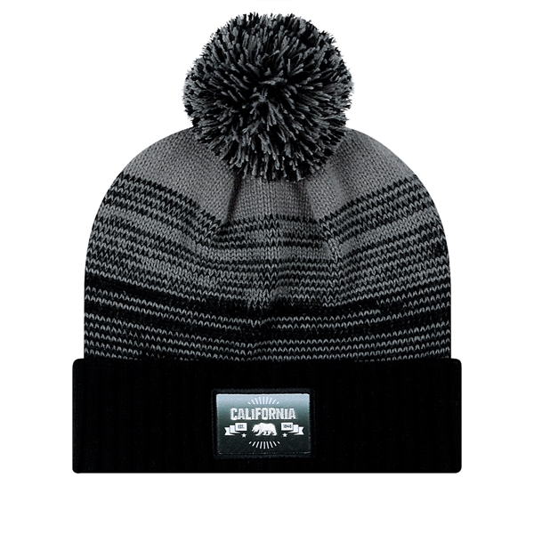 Knit cuffed 11" beanie with gradient pattern and pom.... from ASI 80129 Quake City Caps