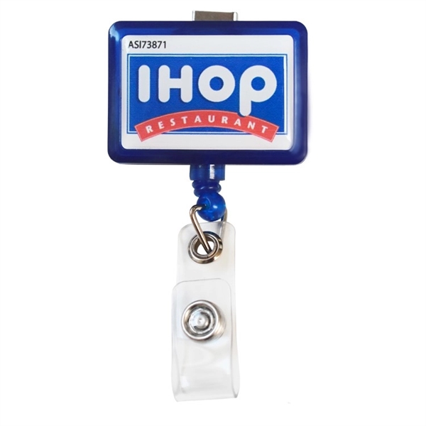 Rectangular shaped badge holder with bulldog clip, 36" retracting cord and... from ASI 73871 Next Promotions LLC