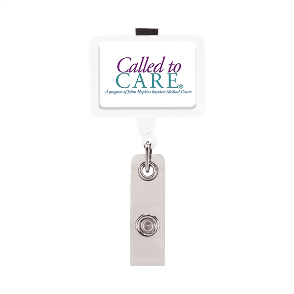 Rectangular shaped badge holder with bulldog clip, 36" retracting cord and... from ASI 73871 Next Promotions LLC