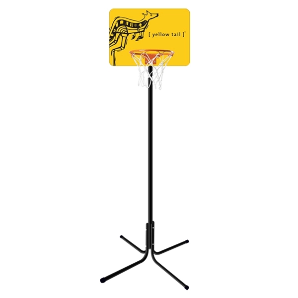 Free-standing acrylic rectangular basketball display with hoop and net and adjustable... from ASI 68207 MAC Specialties Ltd / Sport Products