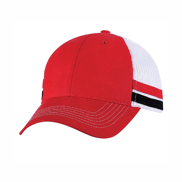 Six panel trucker cap with side taping cap.... from ASI 80129 Quake City Caps