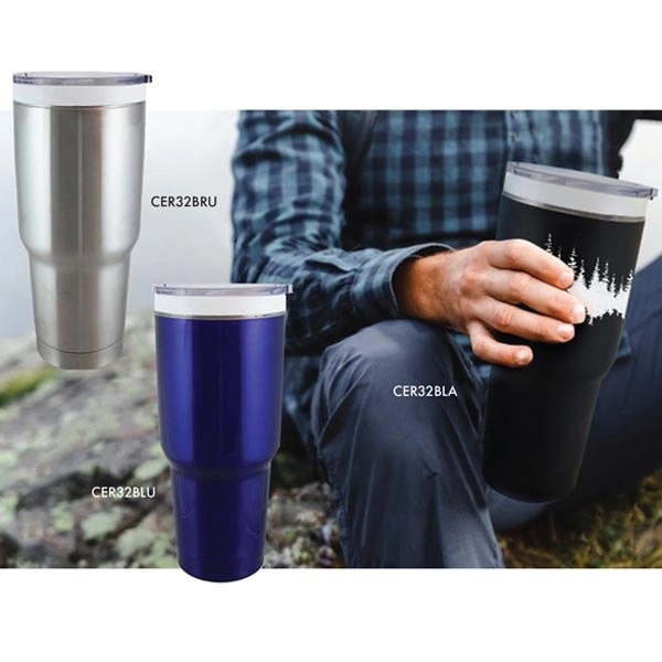 32 oz. Ceramisteel vacuum insulated tumbler.... from ASI 36705 Archer's Decorative Glass Corp
