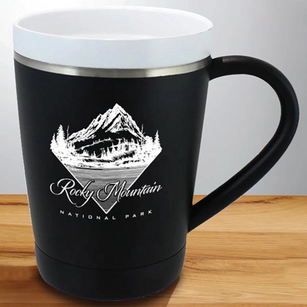 12 oz. Ceramisteel vacuum insulated mug.... from ASI 36705 Archer's Decorative Glass Corp