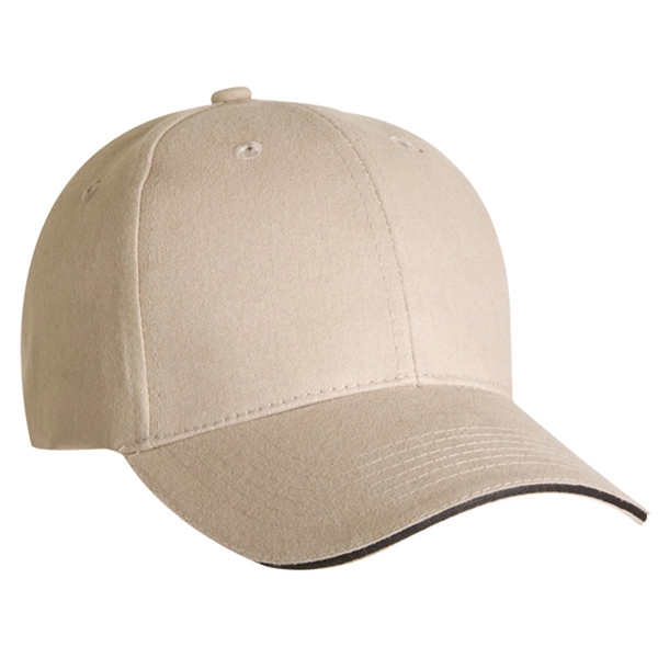 Low profile, brushed cotton twill, sandwich visor, 6 panel baseball cap.... from ASI 80129 Quake City Caps