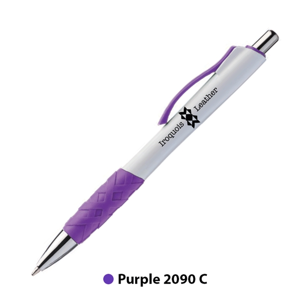 5.51" x 0.46" plastic plunger action ballpoint pen with rubber grip,... from ASI 62088 IDProductsource