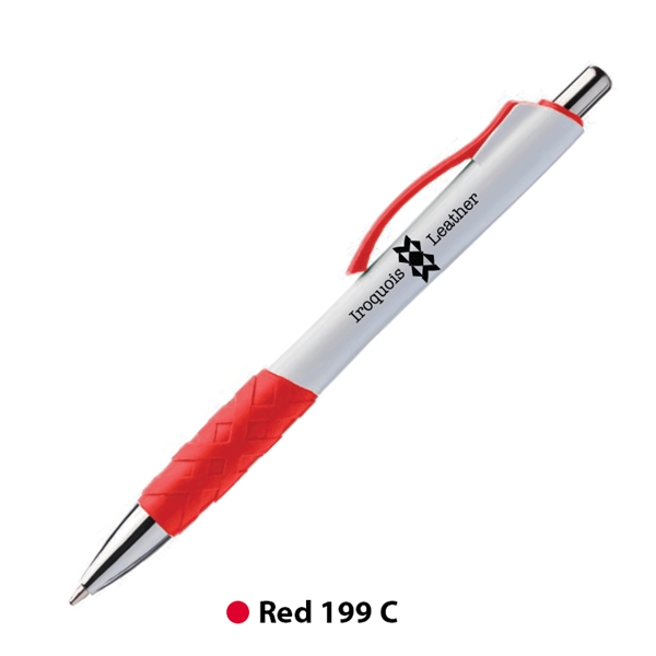 5.51" x 0.46" plastic plunger action ballpoint pen with rubber grip,... from ASI 62088 IDProductsource