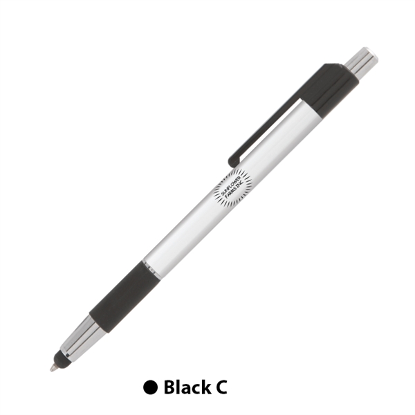 Plunger-action ballpoint pen and device stylus with colored trim and comfort... from ASI 62088 IDProductsource