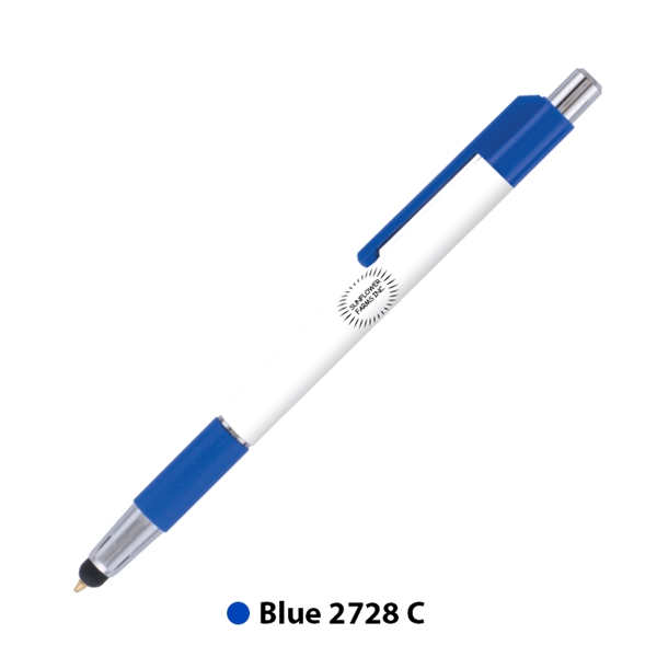 Plunger-action ballpoint pen and device stylus with colored trim and comfort... from ASI 62088 IDProductsource