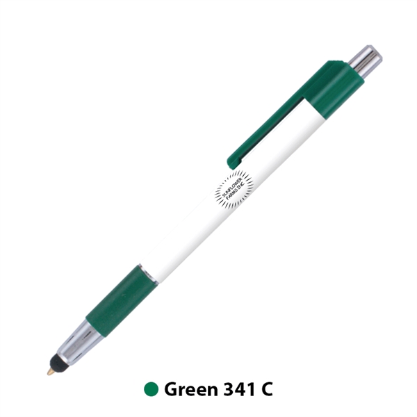 Plunger-action ballpoint pen and device stylus with colored trim and comfort... from ASI 62088 IDProductsource