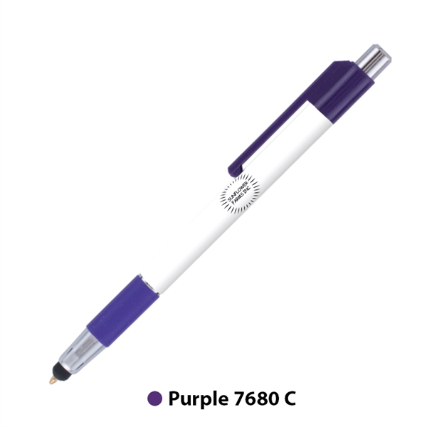 Plunger-action ballpoint pen and device stylus with colored trim and comfort... from ASI 62088 IDProductsource