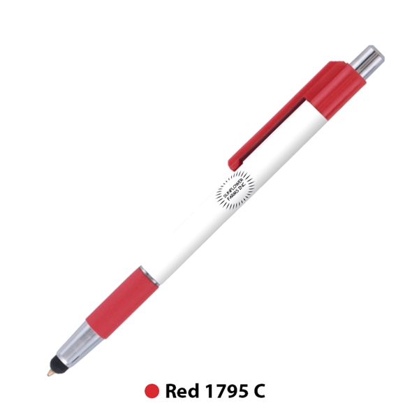Plunger-action ballpoint pen and device stylus with colored trim and comfort... from ASI 62088 IDProductsource