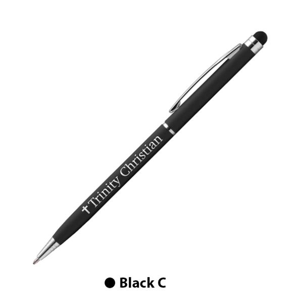 Metal ballpoint pen with rubberized finish, chrome accents, pocket clip and... from ASI 62088 IDProductsource