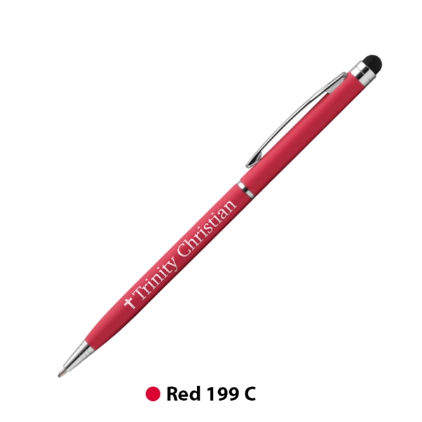 Metal ballpoint pen with rubberized finish, chrome accents, pocket clip and... from ASI 62088 IDProductsource