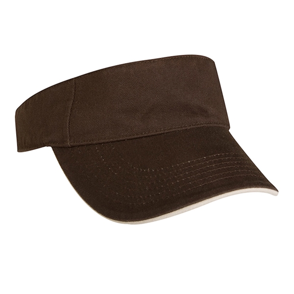 Laundered chino twill visor with a contrasting mock sandwich visor.... from ASI 80129 Quake City Caps