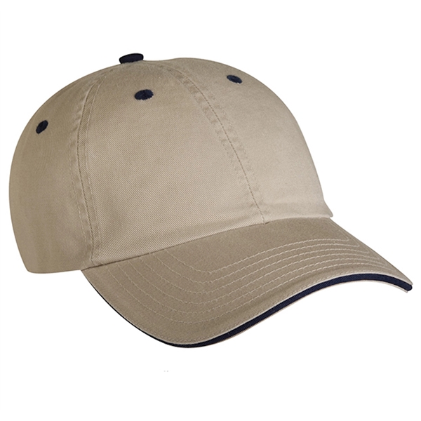 6-panel chino twill fashion cap with sandwich visor and fabric strap... from ASI 80129 Quake City Caps