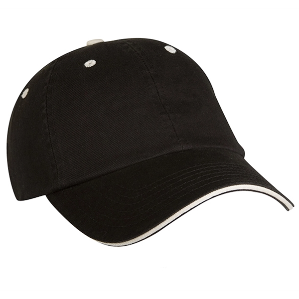 6-panel chino twill fashion cap with sandwich visor and fabric strap... from ASI 80129 Quake City Caps