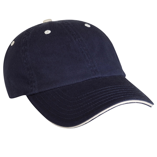 6-panel chino twill fashion cap with sandwich visor and fabric strap... from ASI 80129 Quake City Caps