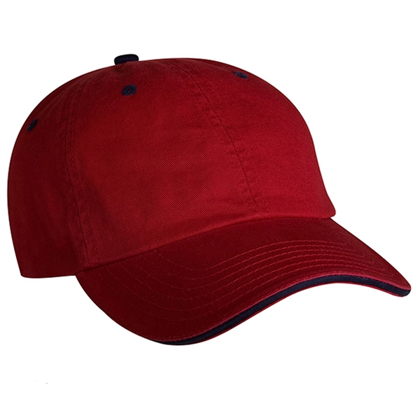 6-panel chino twill fashion cap with sandwich visor and fabric strap... from ASI 80129 Quake City Caps