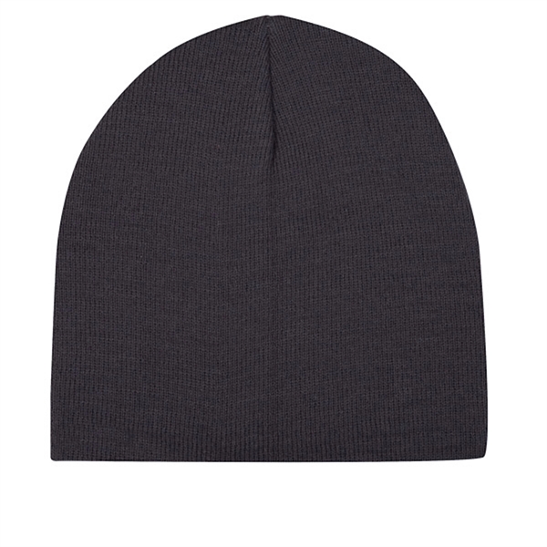Regular gauge knit 100% acrylic 8" narrow beanie.... from ASI 80129 Quake City Caps