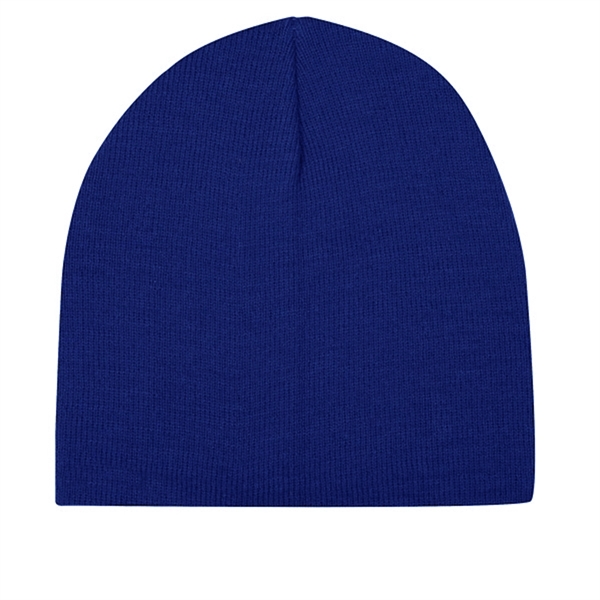 Regular gauge knit 100% acrylic 8" narrow beanie.... from ASI 80129 Quake City Caps