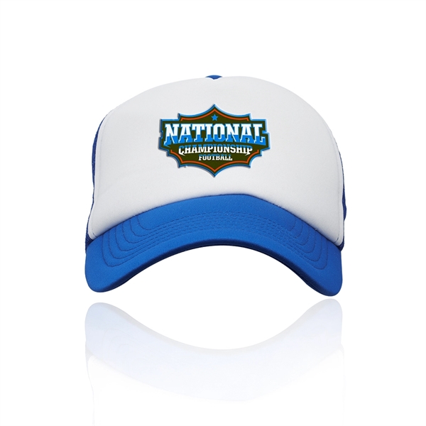 Structured mesh cap with pre-curved visor and adjustable plastic snap closure.... from ASI 39552 BEL Promo