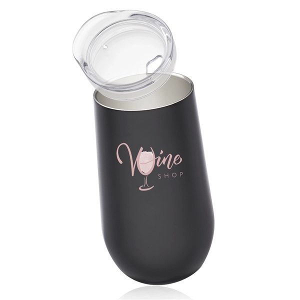 9 oz. stemless flute wine glass with clear press on lid,... from ASI 39552 BEL Promo