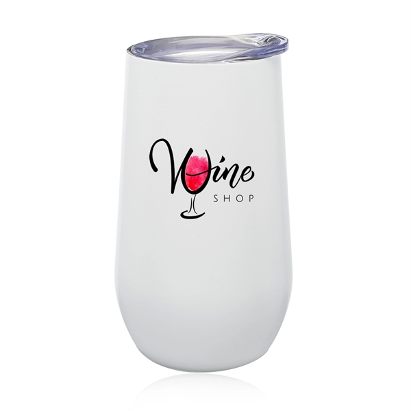 9 oz. stemless flute wine glass with clear press on lid,... from ASI 39552 BEL Promo