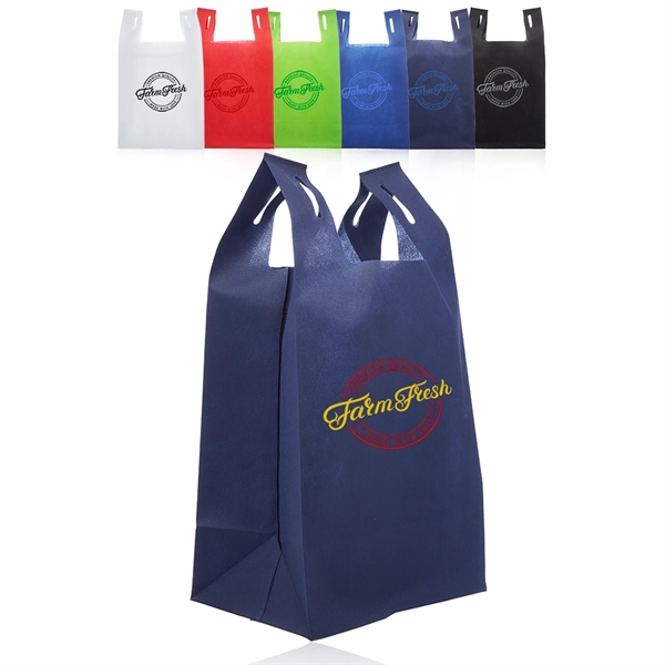 Lightweight and reusable tote bag made of t-shirt style, non-woven material.... from ASI 39552 BEL Promo