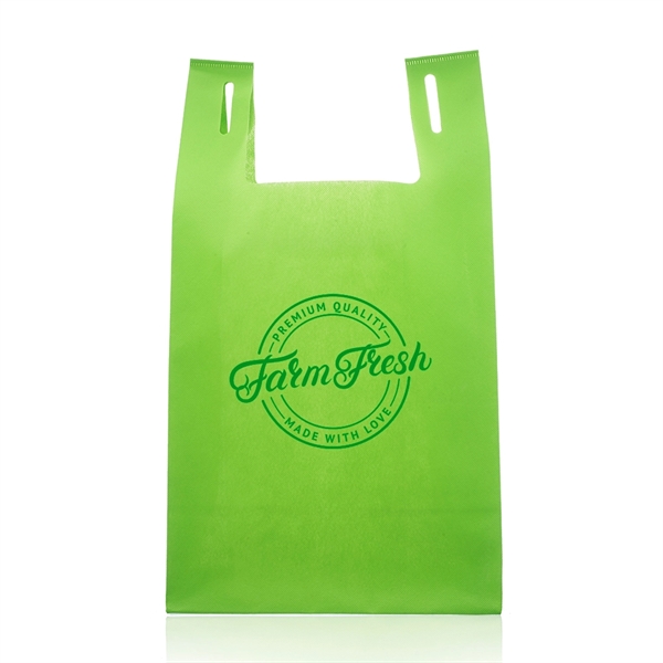 Lightweight and reusable tote bag made of t-shirt style, non-woven material.... from ASI 39552 BEL Promo
