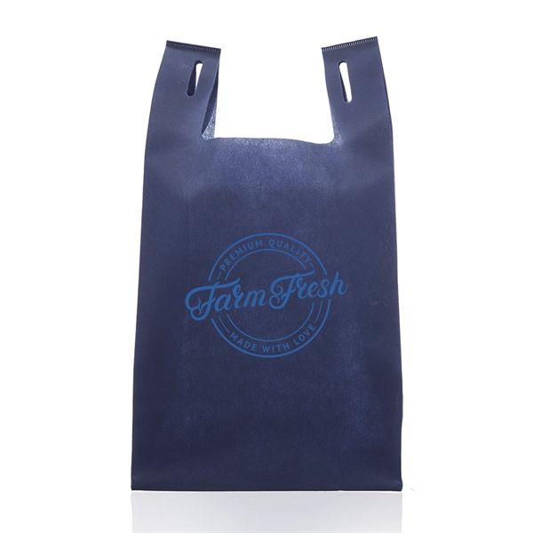 Lightweight and reusable tote bag made of t-shirt style, non-woven material.... from ASI 39552 BEL Promo