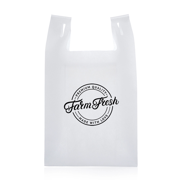 Lightweight and reusable tote bag made of t-shirt style, non-woven material.... from ASI 39552 BEL Promo