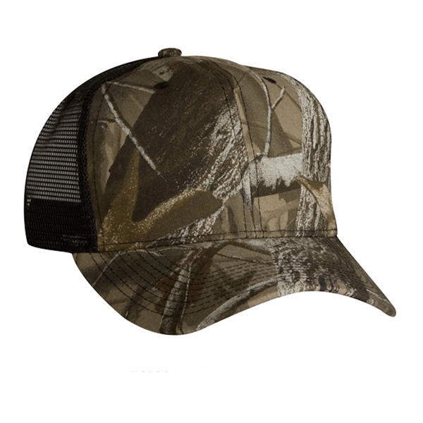 High profile, structured 6-panel, camouflage trucker cap with mesh back.... from ASI 80129 Quake City Caps