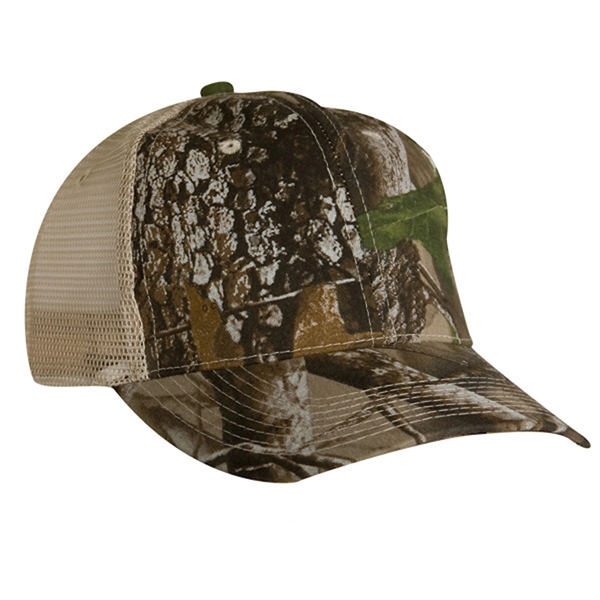 High profile, structured 6-panel, camouflage trucker cap with mesh back.... from ASI 80129 Quake City Caps