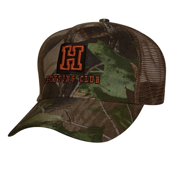 High profile, structured 6-panel, camouflage trucker cap with mesh back.... from ASI 80129 Quake City Caps