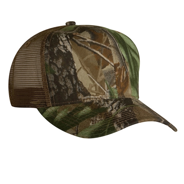 High profile, structured 6-panel, camouflage trucker cap with mesh back.... from ASI 80129 Quake City Caps