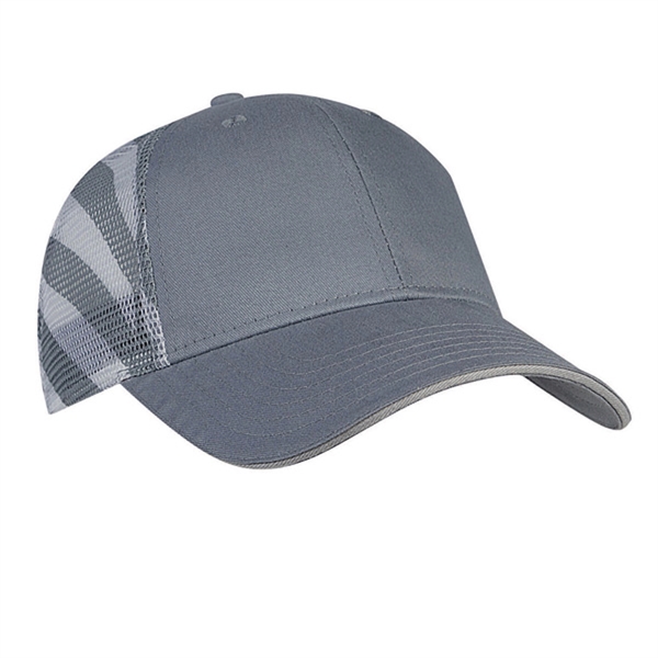 Brushed Cotton Cap with Printed American Flag on Mesh Back.... from ASI 80129 Quake City Caps