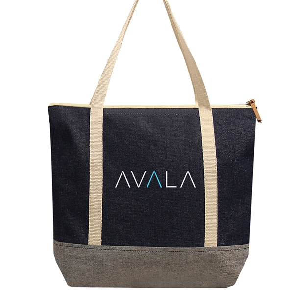This fashionable tote is made of denim with contrast trim gives... from ASI 79384 Preferred Nation Inc