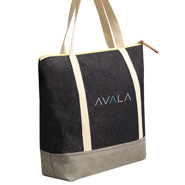 This fashionable tote is made of denim with contrast trim gives... from ASI 79384 Preferred Nation Inc