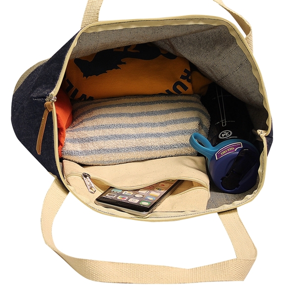 This fashionable tote is made of denim with contrast trim gives... from ASI 79384 Preferred Nation Inc