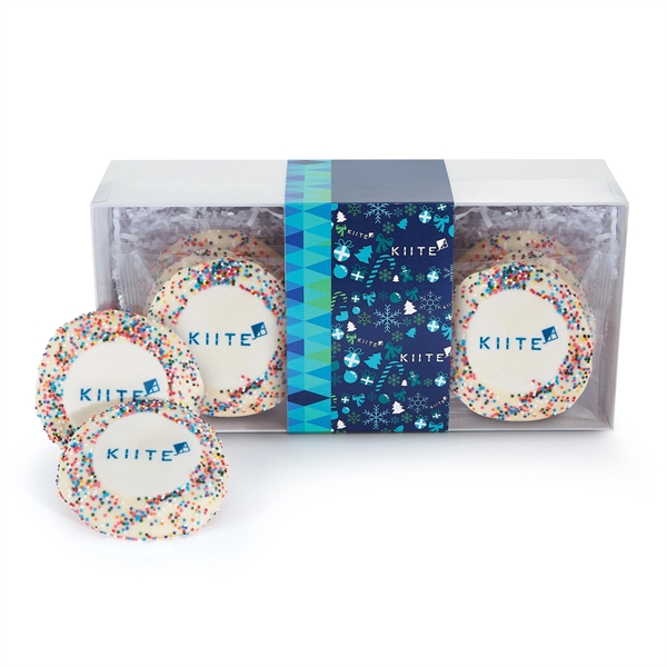 Gift box of 12 sugar cookies with rainbow colored nonpareil sprinkles.... from ASI 71685 Midnite Snax®
