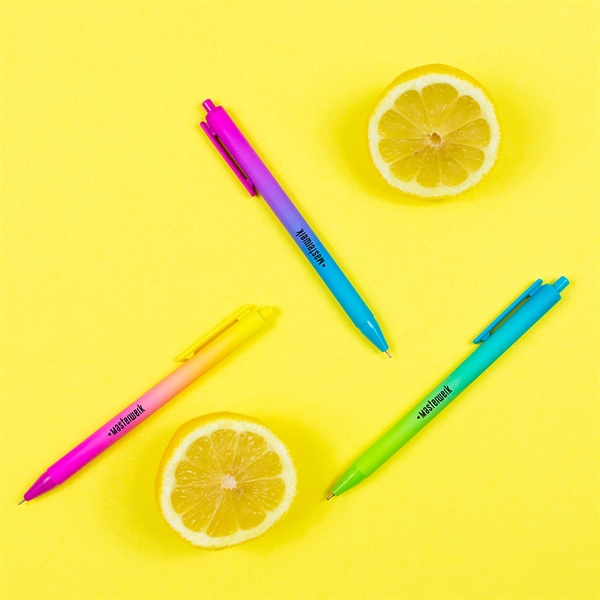 Soft-touch pen features fun brights in an ombre wrap. Fine point... from ASI 61966 HPG / Hub Pen