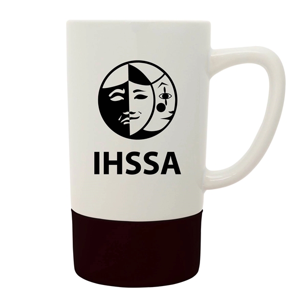 18 oz. white ceramic mug with colorful, non-slip silicone band at... from ASI 39820 Opusline (Benmex) / Opus Line