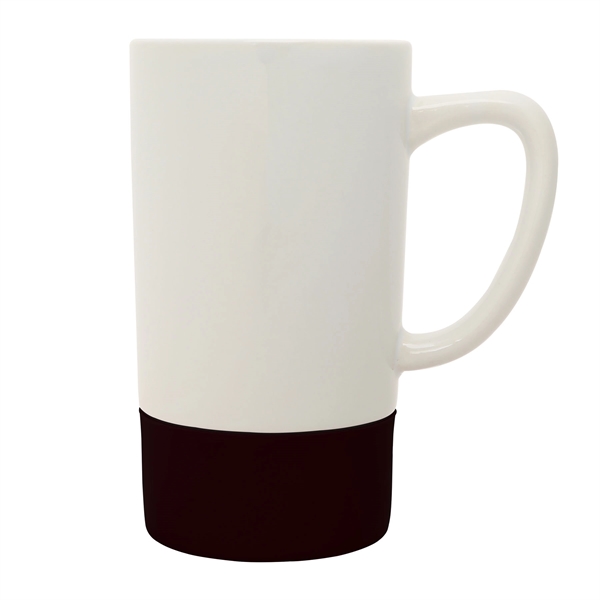 18 oz. white ceramic mug with colorful, non-slip silicone band at... from ASI 39820 Opusline (Benmex) / Opus Line