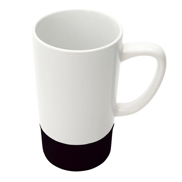 18 oz. white ceramic mug with colorful, non-slip silicone band at... from ASI 39820 Opusline (Benmex) / Opus Line