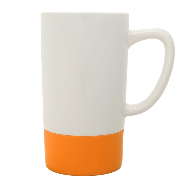 18 oz. white ceramic mug with colorful, non-slip silicone band at... from ASI 39820 Opusline (Benmex) / Opus Line